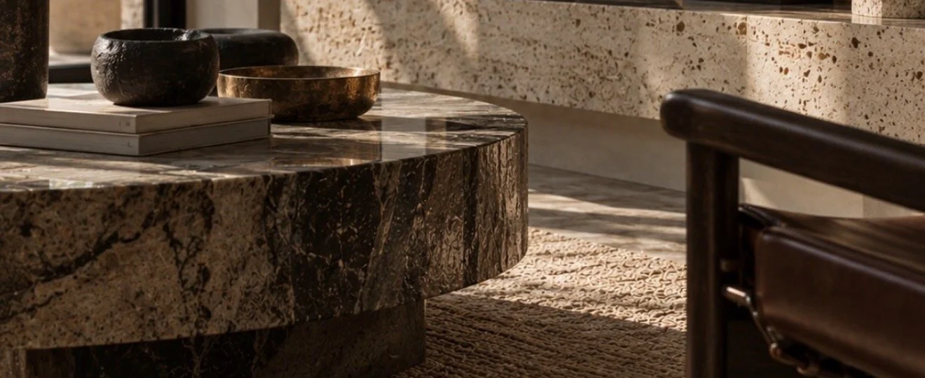 Tambor, coffee table in marble. Design render.